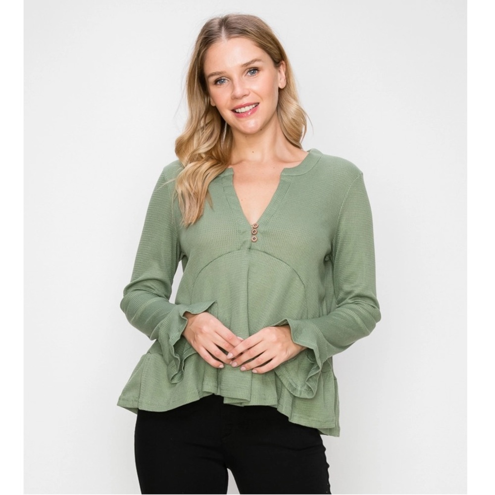 Waffle Knit Peplum Top